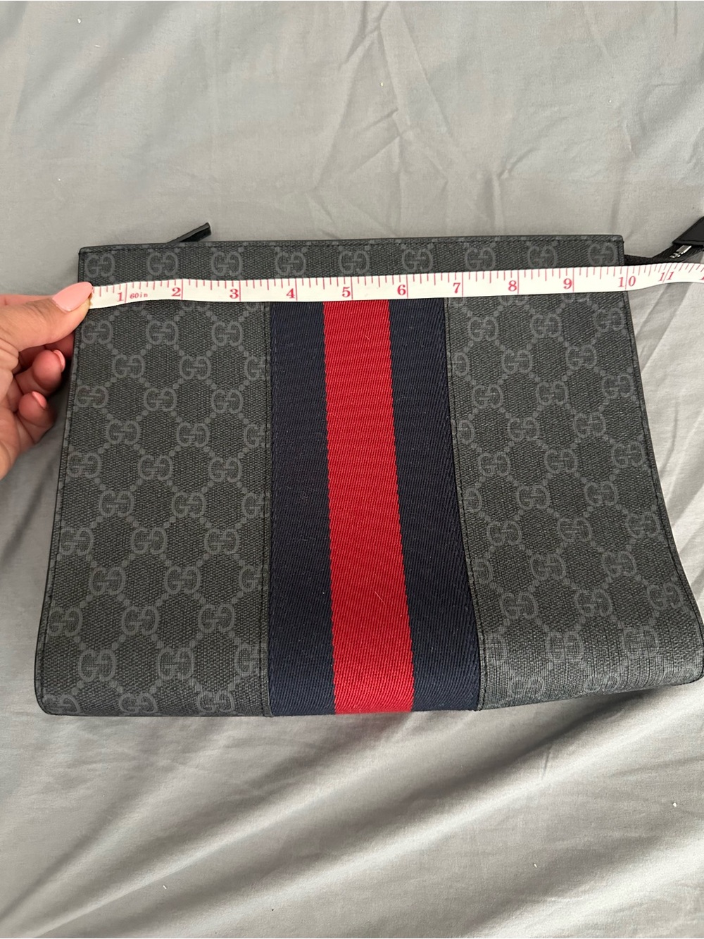 Men’s Black Pouch with Navy and Red Stripe